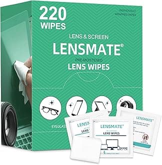 Lensmate 220 Count Lens Wipes for Eyeglasses, Pre-Moistened & Individually Wrapped Eyeglass Wipes, Lens Cleaning Wipes for Eyeglasses, Sunglasses, Goggles and Camera Lens (220Count)