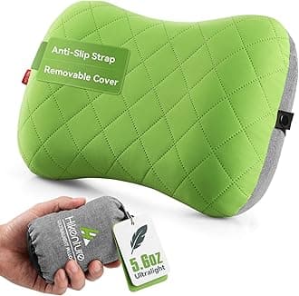 Hikenture Camping Pillow with Removable Cover - Ultralight Inflatable Pillow for Neck Lumbar Support - Upgrade Backpacking Pillow - Washable Travel Air Pillows for Camping, Hiking, Backpacking