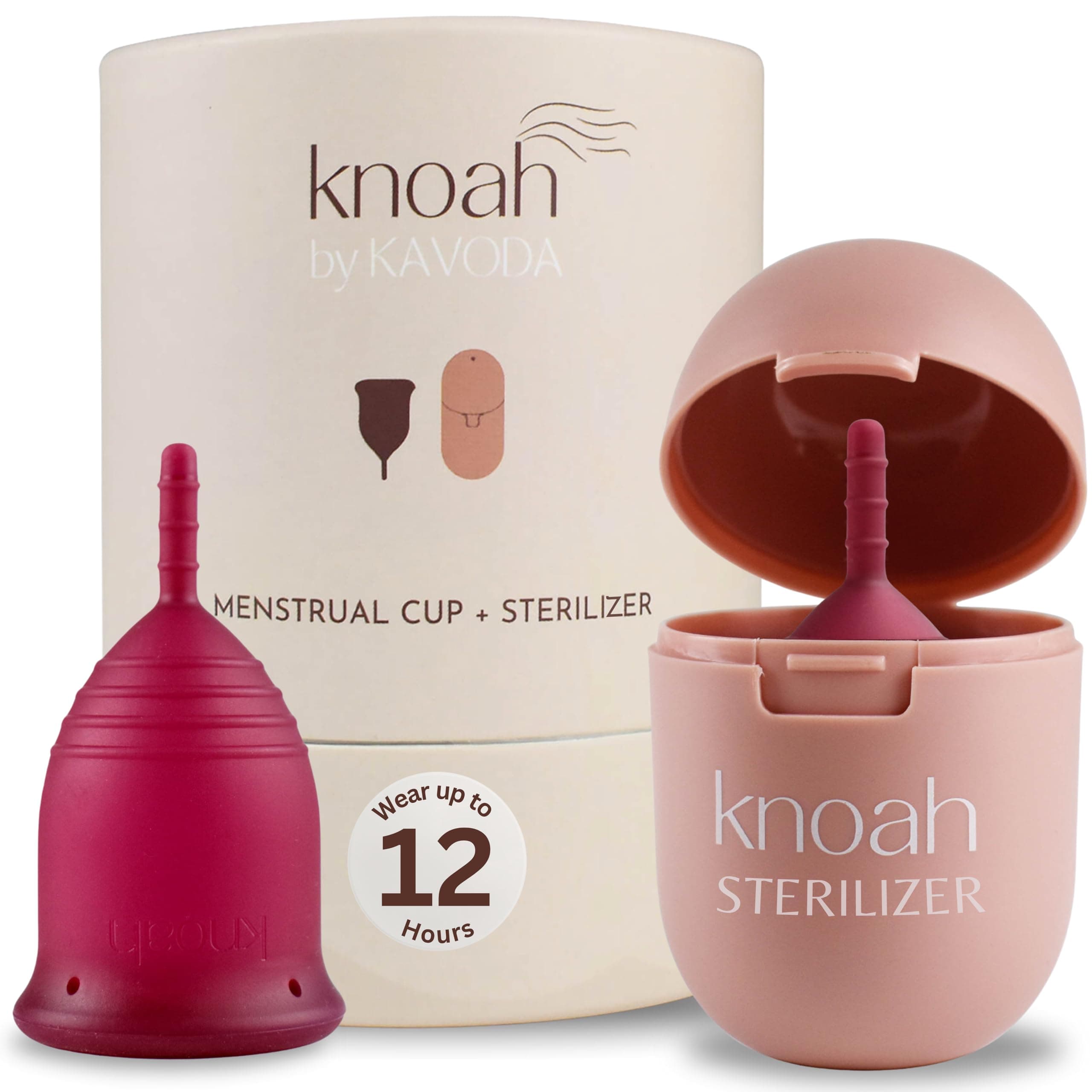 – knoah Reusable Menstrual Cup with Sterilising Cup | Tampon, Pad, and Disc Alternative