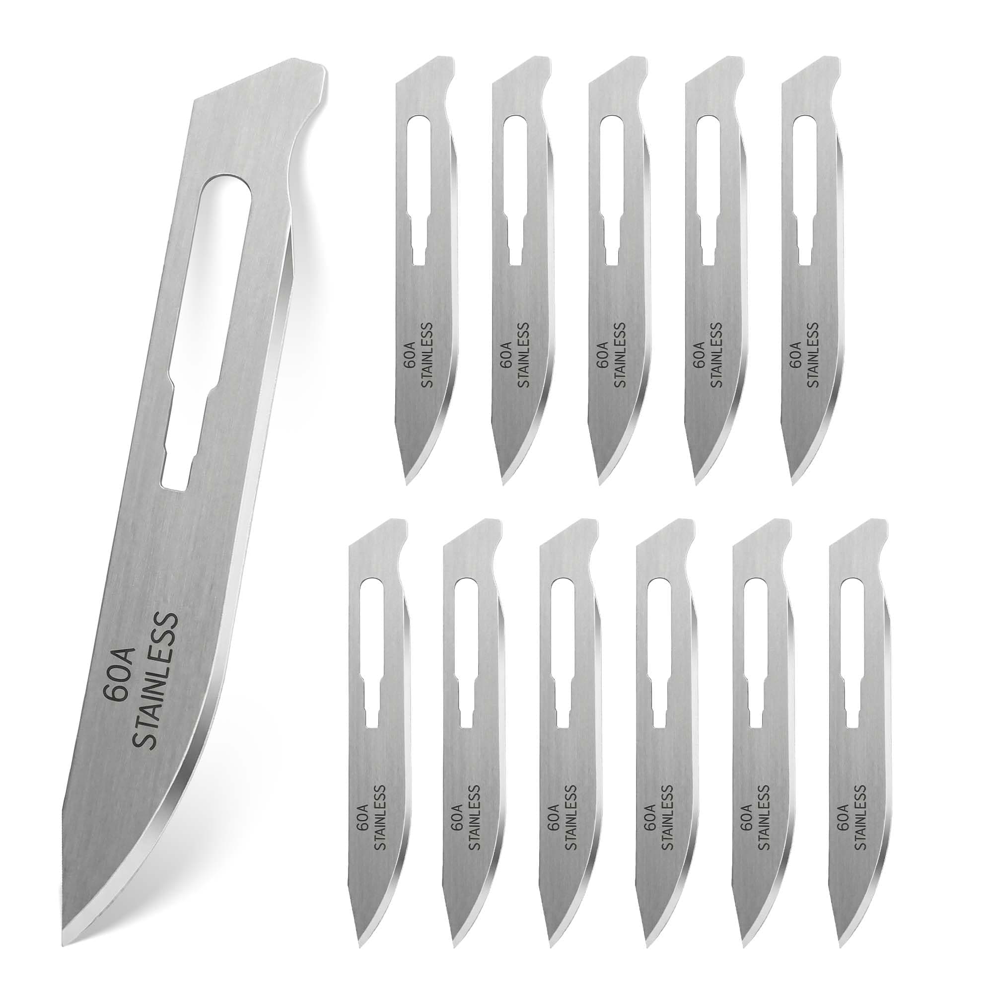 Piranta 60A Stainless Steel Replacement Blades – 12 Pack, Razor-Sharp Skinning Blades for Piranta-Style Knives