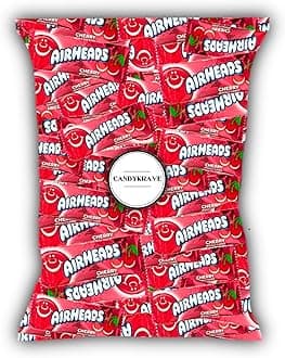 Airheads Candy Mini Bars, Cherry Flavored, 40 Pieces Bulk Bag, Individually Wrapped Non-Melting Chewy Fruit Taffy, Gluten Free, Perfect for Birthdays, Parties & Pantry (1 lbs)