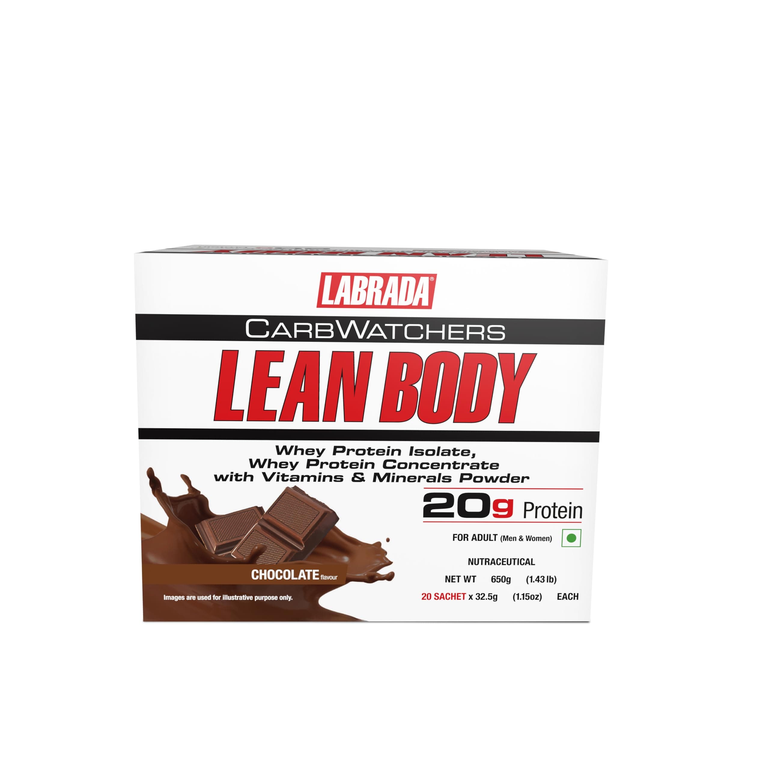 Labrada Lean Body Carbwatchers All-in-one Protein Shake - 20 Sachets (Chocolate)