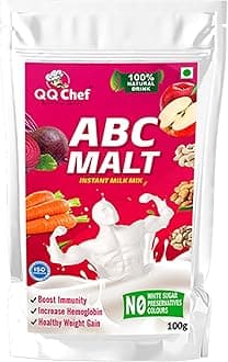 QQChef ABC Malt Milk Mix, Natural Drink for Kids, Adults & Elders (100gm x 1 Pcs)