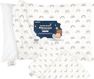 KeaBabies Toddler Pillowcase for 13X18 Pillow - Organic Toddler Pillow Case for Boy, Kids - 100% Natural Cotton Pillowcase for Miniature Sleepy Pillows - Pillow Sold Separately (Jolly Rainbow)