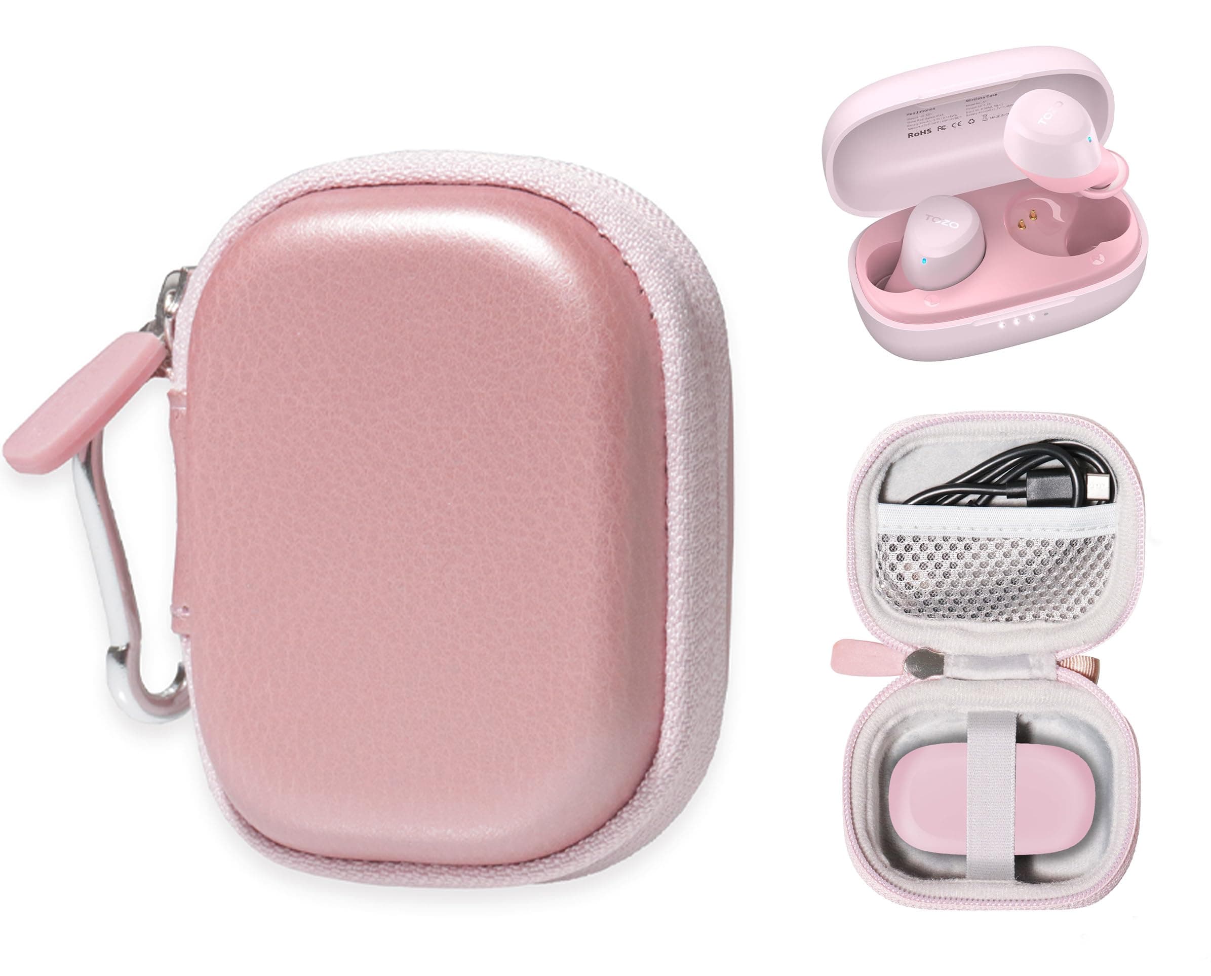 getgear case for TOZO A1 Mini Wireless Earbuds Bluetooth 5.3 in Ear Light-Weight Headphones Built-in Microphone (Rose Gold)