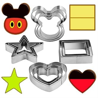 Metal Cookie Cutters Set - Square, Heart, Star - 12Pieces Cookie Cutters - Fruit Cutter, Polymer Clay Cutters Cookie Cutter Set for Kitchen Baking