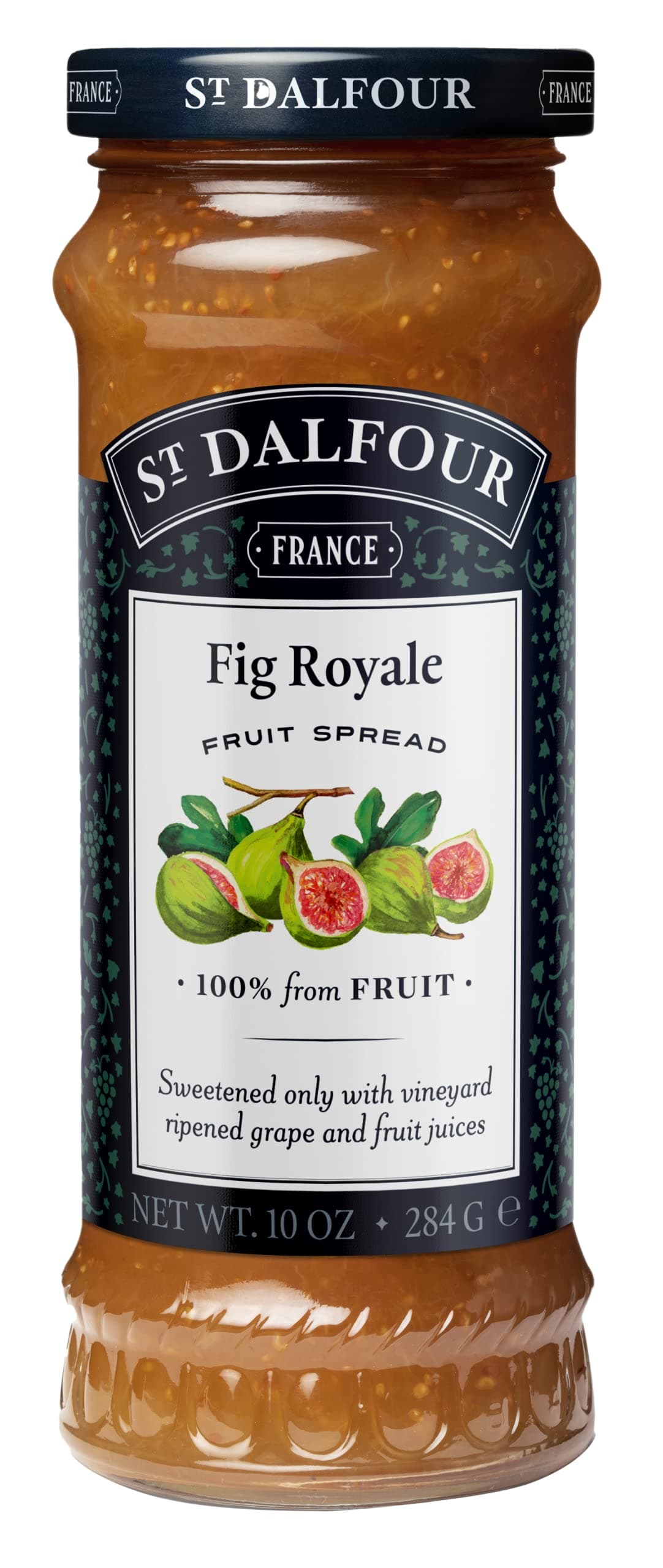 St Dalfour Fig Royale Fruit Spread 284 g | No Added Sugar | 100% from Fruit | No Added Preservatives, Colours, Flavors or Sweeteners | No Corn Syrup | Traditional French Recipe
