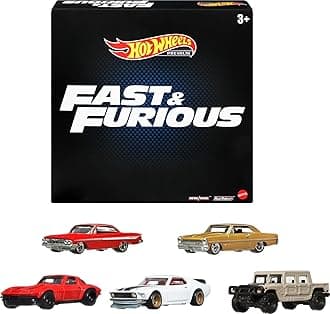 Cars, Premium Fast & Furious 1:64 Scale 5-Pack Die-Cast Toy Cars for Collectors, HKF07