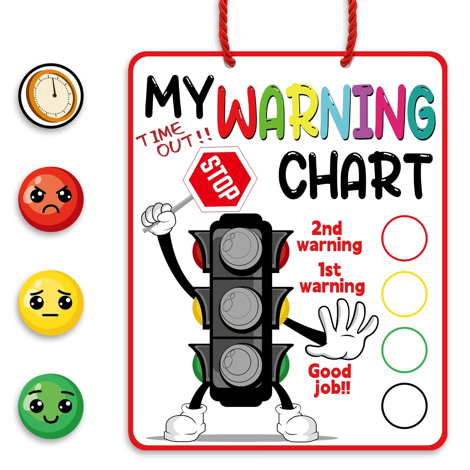 Yeaqee 12 Pcs Behavior Chart for Kids at Home Traffic Light Reward Chart Magnetic Responsibility Chart for Toddler Tokens for Kid Behavior Warning Chart for School Classroom Family Autistic Child Sign