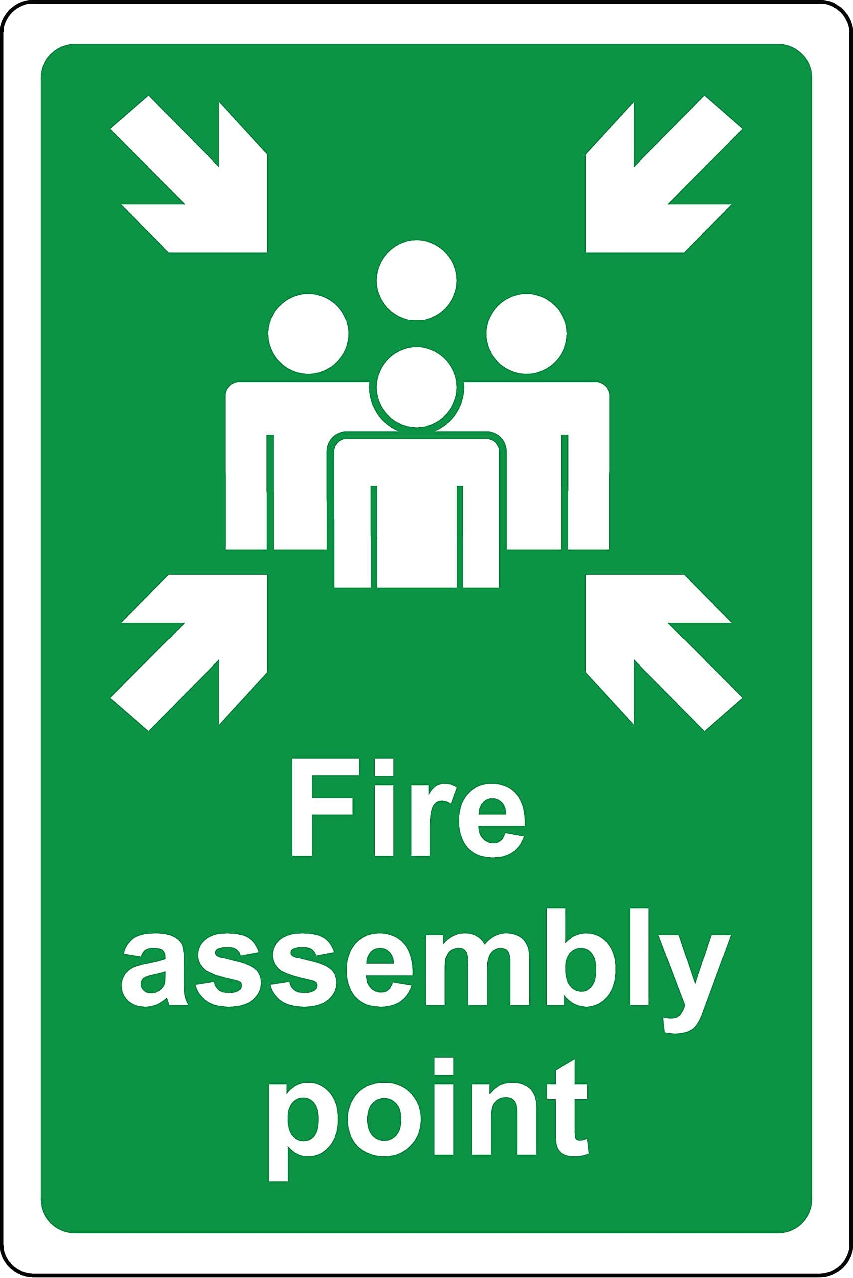 Fire assembly point sign - Clearly identifies the location of fire assembly points Safety sign - 1mm Plastic sign (300mm x 200mm)