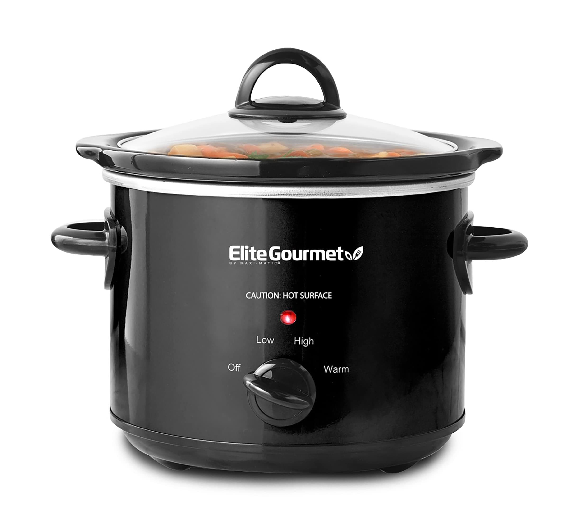 Elite Gourmet MST-350B# Electric Slow Cooker, Adjustable Temp, Entrees, Sauces, Stews & Dips, Dishwasher Safe Glass Lid & Crock (3 Quart, Black)