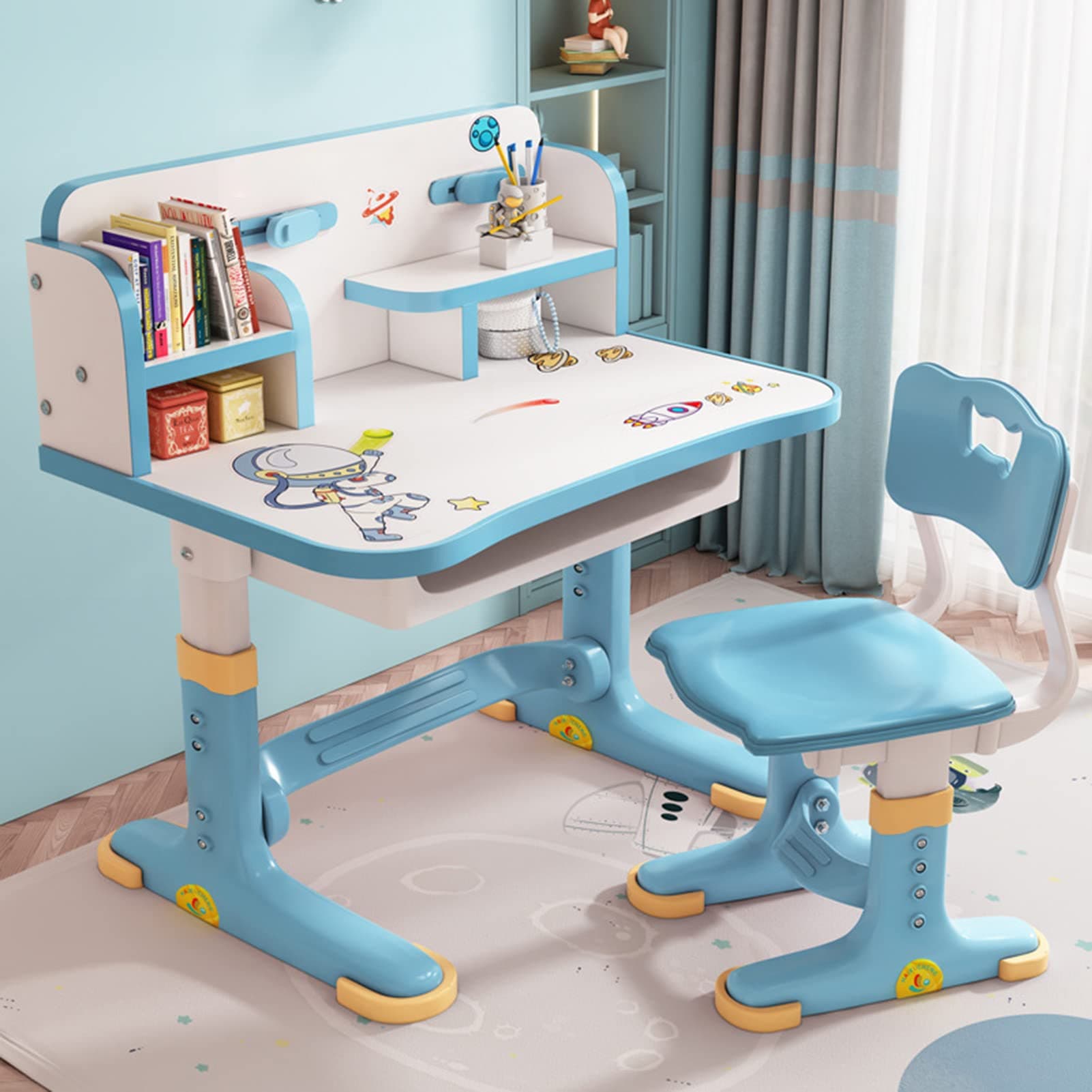 Blue Kids Desk and Chair Set