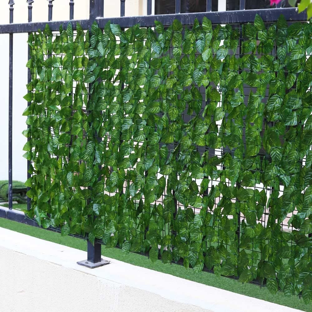 YATAI Artificial Apple Leaf Privacy Fence Screen Artificial Hedges Fence Vine Leaf For Outdoor Garden Décor – Plastic Plants Leaves Privacy Panel - Wall Landscaping Garden Fence
