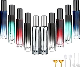 Segbeauty 0.34oz Refillable Glass Perfume Bottle,10 Pack of 10ml Perfume Container For Travel, Empty Atomizer Sprayer for Cologne Dispenser, Travel Sample Bottles Cologne Making Kit with Refill Tool