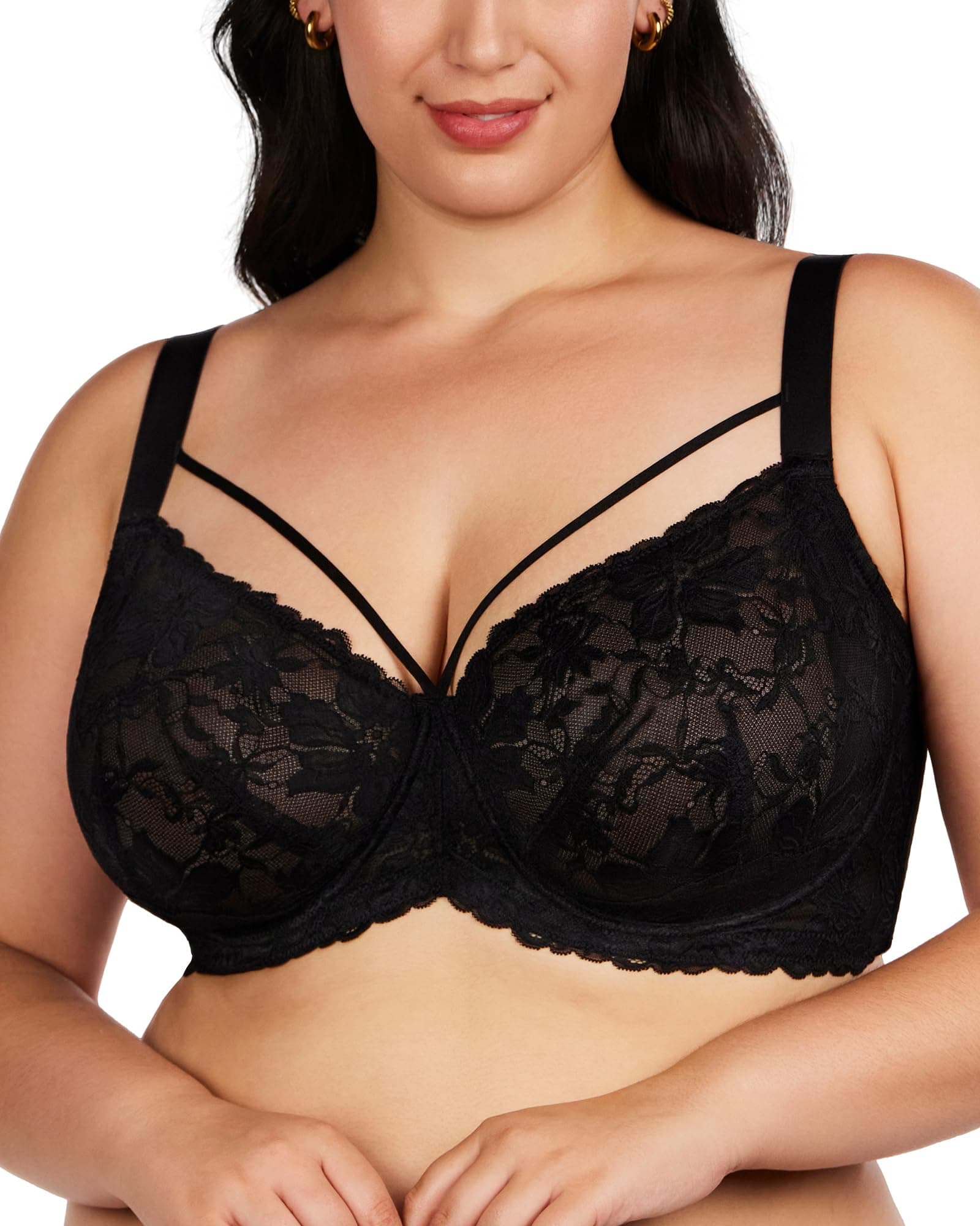 Minimizer Bras for Women Full Coverage, Unlined Lace Sexy Plus Size Underwire Bra for Large Breasts