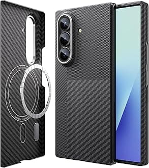JUESHITUO for Samsung Galaxy Z Fold 7 Case: Ultra Slim and Lightweight [600D&1500D Aramid Fiber Made] [Fit for MagSafe] Minimalist Carbon Fiber Textures-Less Touch Feeling, Sturdy Magnetic Thin Cover