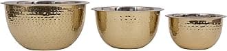 Creative Co-Op Hammered Stainless Steel Bowls in Gold Finish (Set of 3 Sizes)