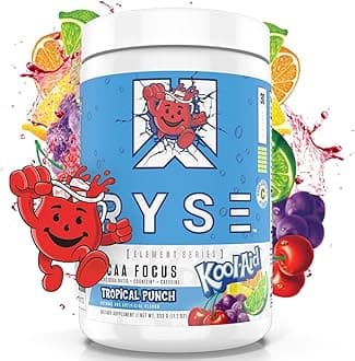 RYSE BCAA Focus Powder - Kool-Aid Tropical Punch - BCAA Supplement with Electrolytes, Natural Caffeine & Cognizin Supports for Hydration, Recovery, Energy, and Focus for Men & Women - 30 Servings