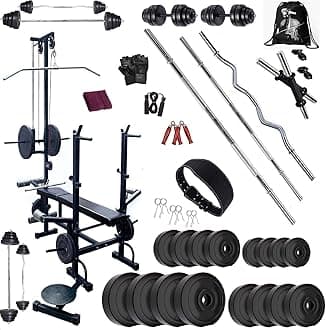 Bodyfit Home Gym Set with Heavy Delux Bench (20IN1) N Weight Plates. (50)