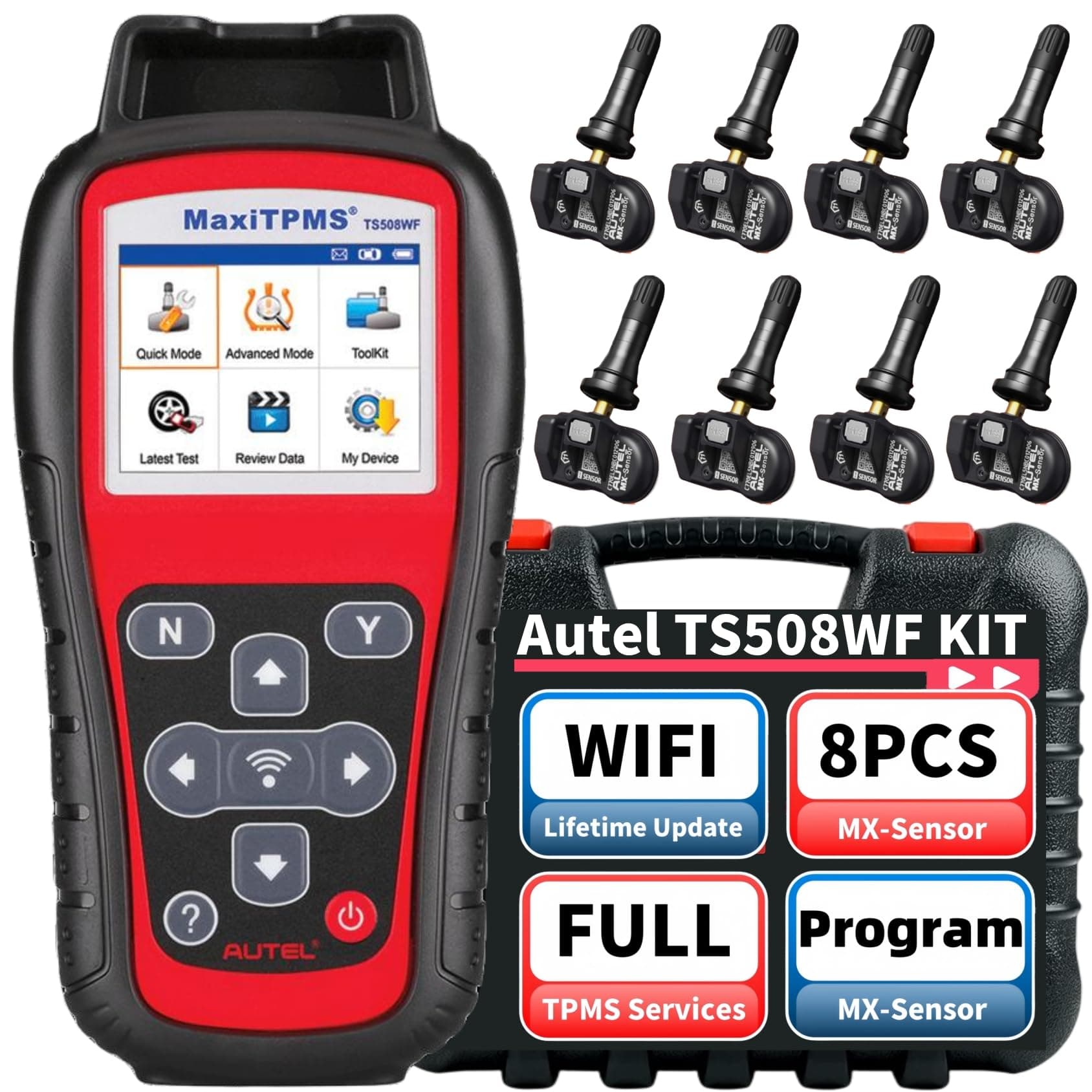 Autel MaxiTPMS TS508WF KIT 2025 TPMS Programming Tool with 8PCS Autel MX Sensor ($229), Tire Sensor Programmer, Relearn/Activate/Read/Copy TPMS Sensors, TPMS Reset, WiFi Ver. of TS601 TS508 TS501 ﻿