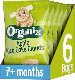 Organix Apple Rice Cake Clouds, Baby Rice Cakes Snack, Finger Food, 7+ Months, 40 g (Pack of 6)