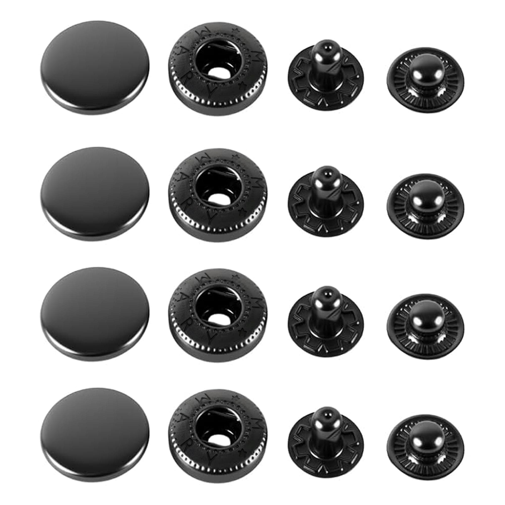 50 Sets Gun Metal Black Snap Buttons S-Spring Socket Popper Fasteners for Jacket Bag Closures #831 VT8 (15mm (0.59"))