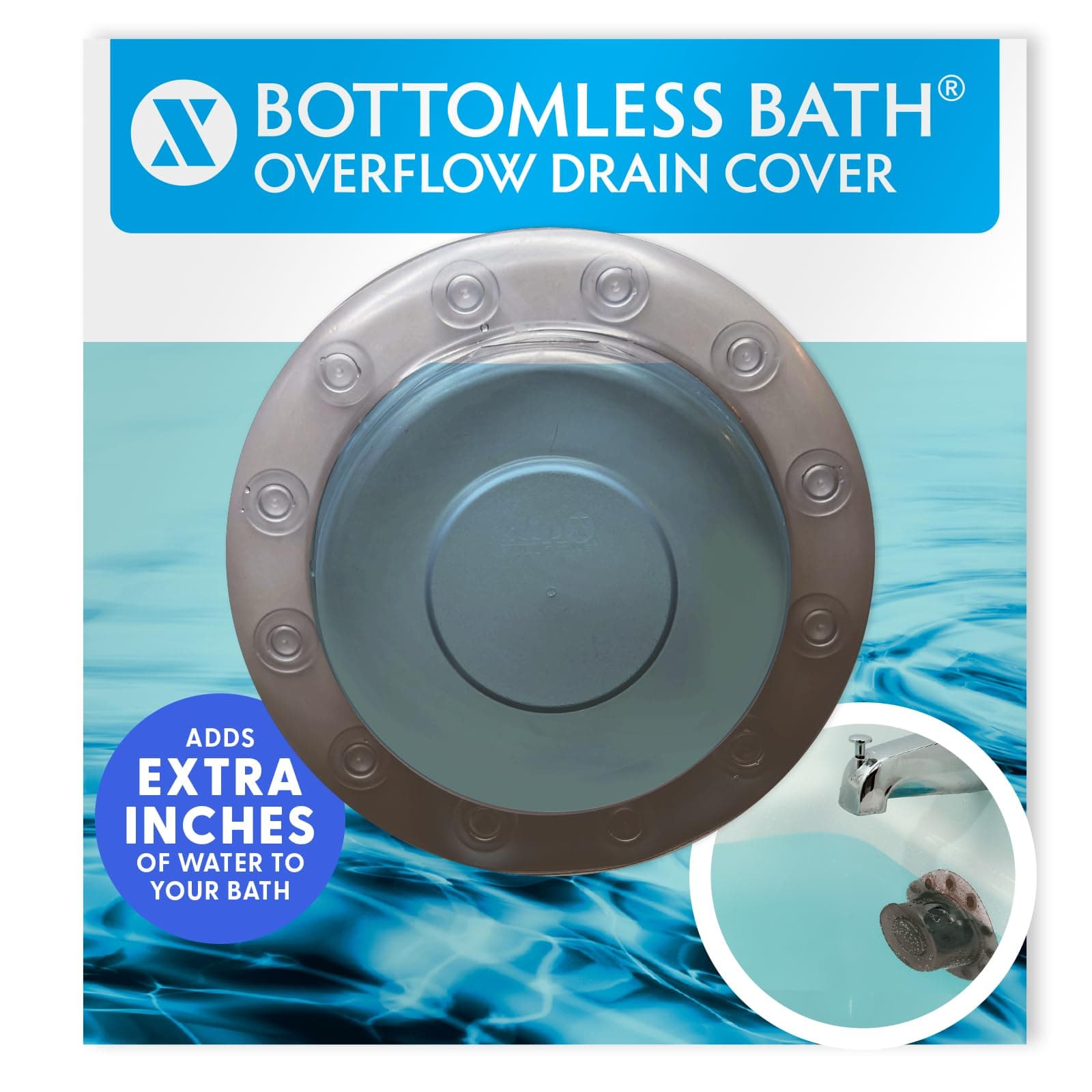 SlipX Solutions Bottomless Bath | Overflow Drain Cover for Tub | Best Gifts for Mom, Spa & Bath Accessories | Drain Block, Water Stopper Plug | Bath Essentials for Women | 4" Diameter, Bronze