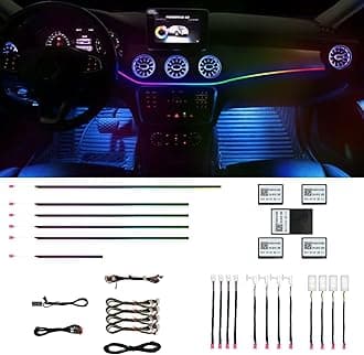 Car Interior Ambient Lights,18 in 1 128 Colorful LED Acrylic Fiber Optic Strip,Universal Multiple Modes Decoration Atmosphere with Music Sync Rhythm,APP Control,RGB Neon Lighting for All Cars