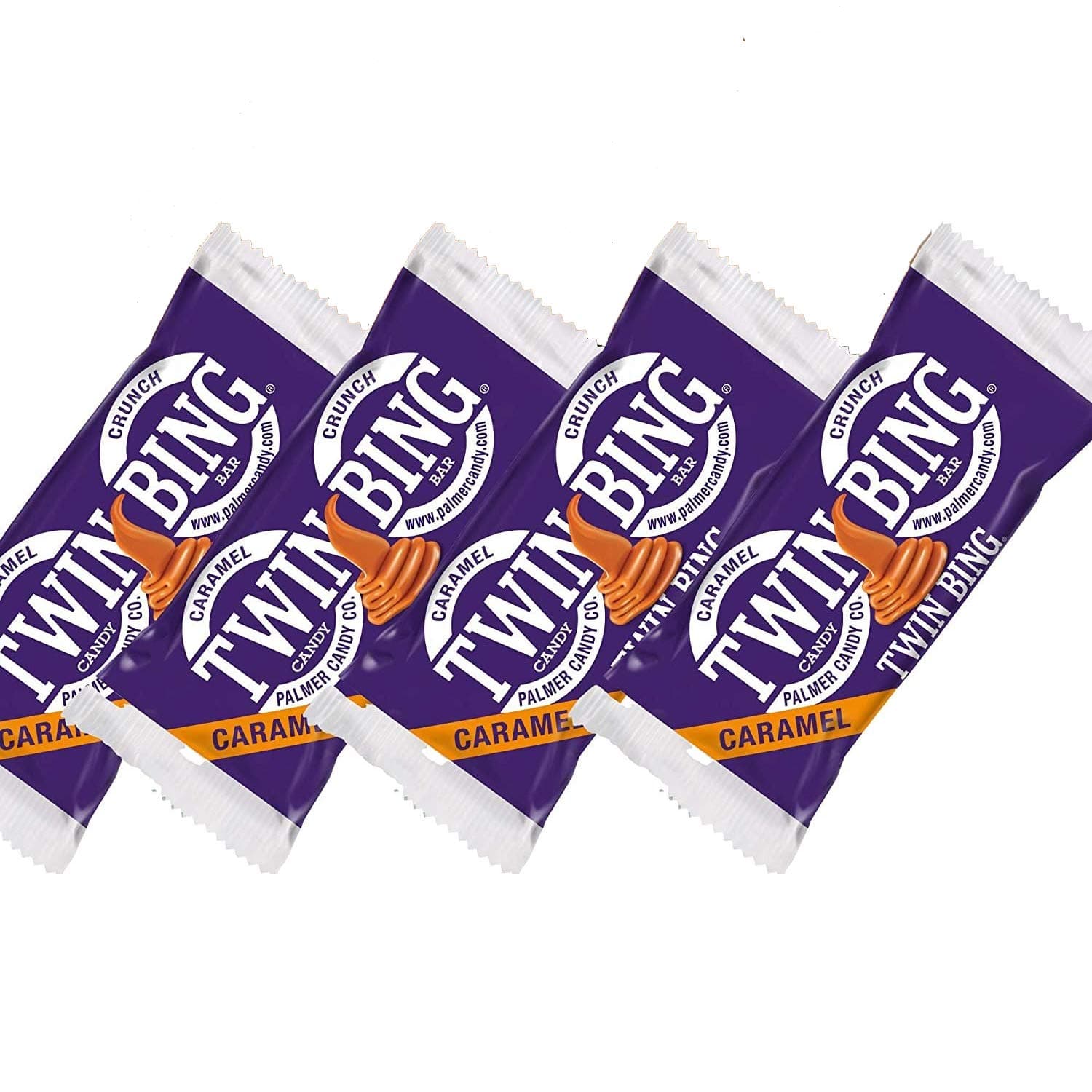 Palmers Caramel Twin Bing Candy Bar - (4-Pack) - Chocolate Covered Caramel Center Nougat