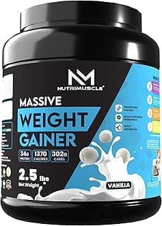 Nutrimuscle ® Massive Weight Gainer - 2.5 lbs - Vanilla Flavour - For Weight & Mass Gain - Contains Complex Carbohydrates,Protein and Imported Ingredients