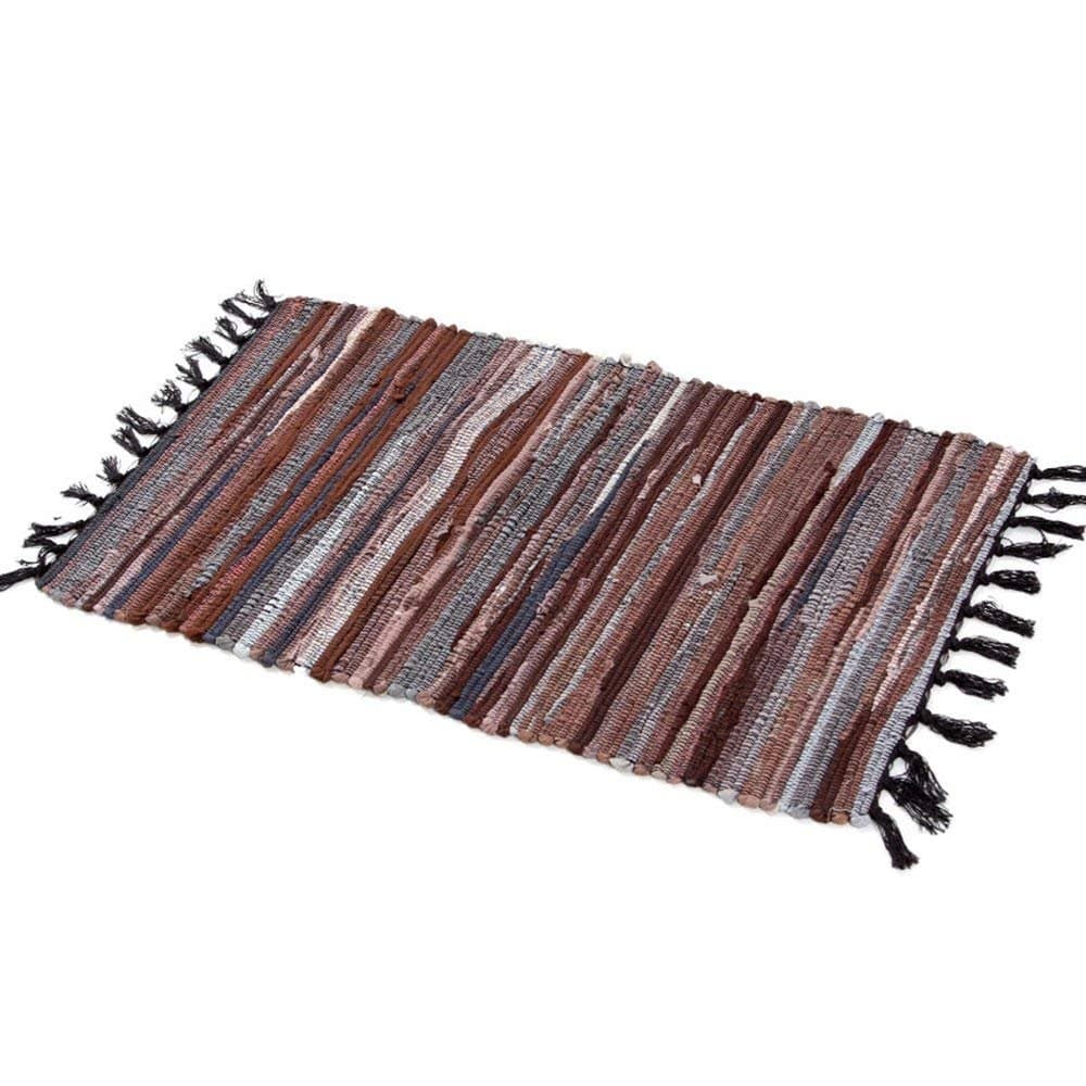 Chindi Rag Rug, Machine Washable Cotton Reversible Rag Rug Hand Woven Multi Color Striped Area Rug Floor Rugs for Bedroom, Living Room, Kitchen and Laundry Room (20'' x 31", Coffee)
