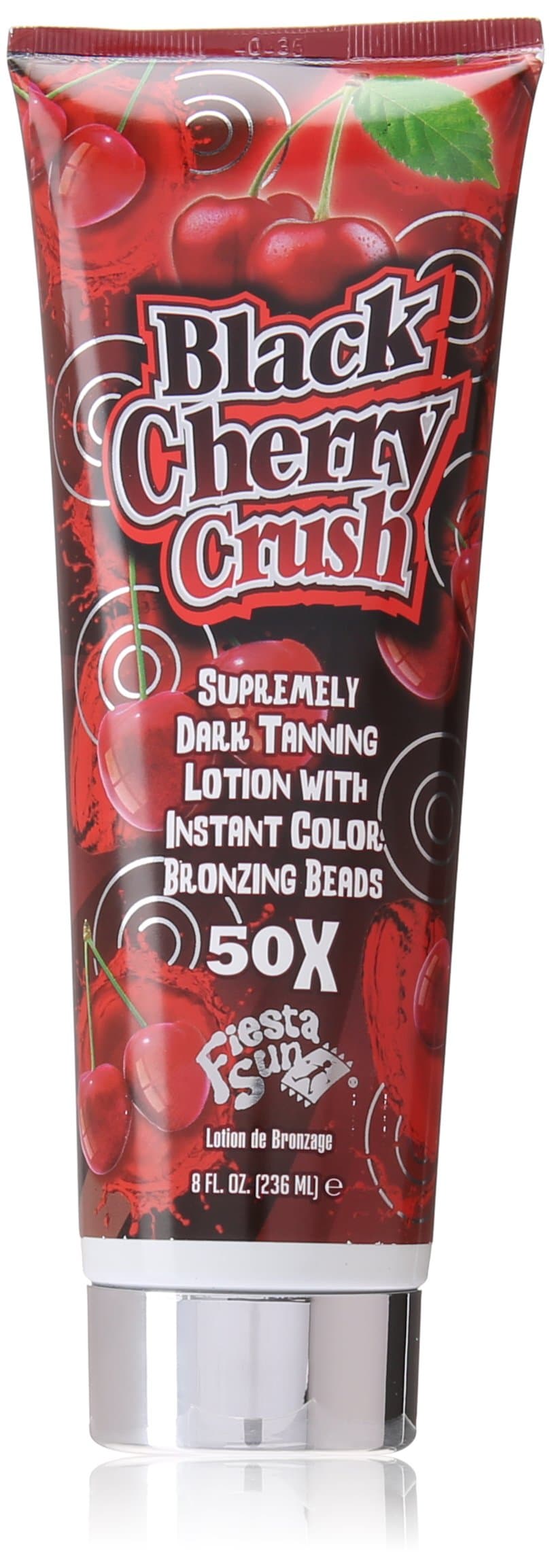 Black Cherry Crush Dark Tanning Sunbed Lotion with Bronzing Beads for Instant Color Bottle 236 ml