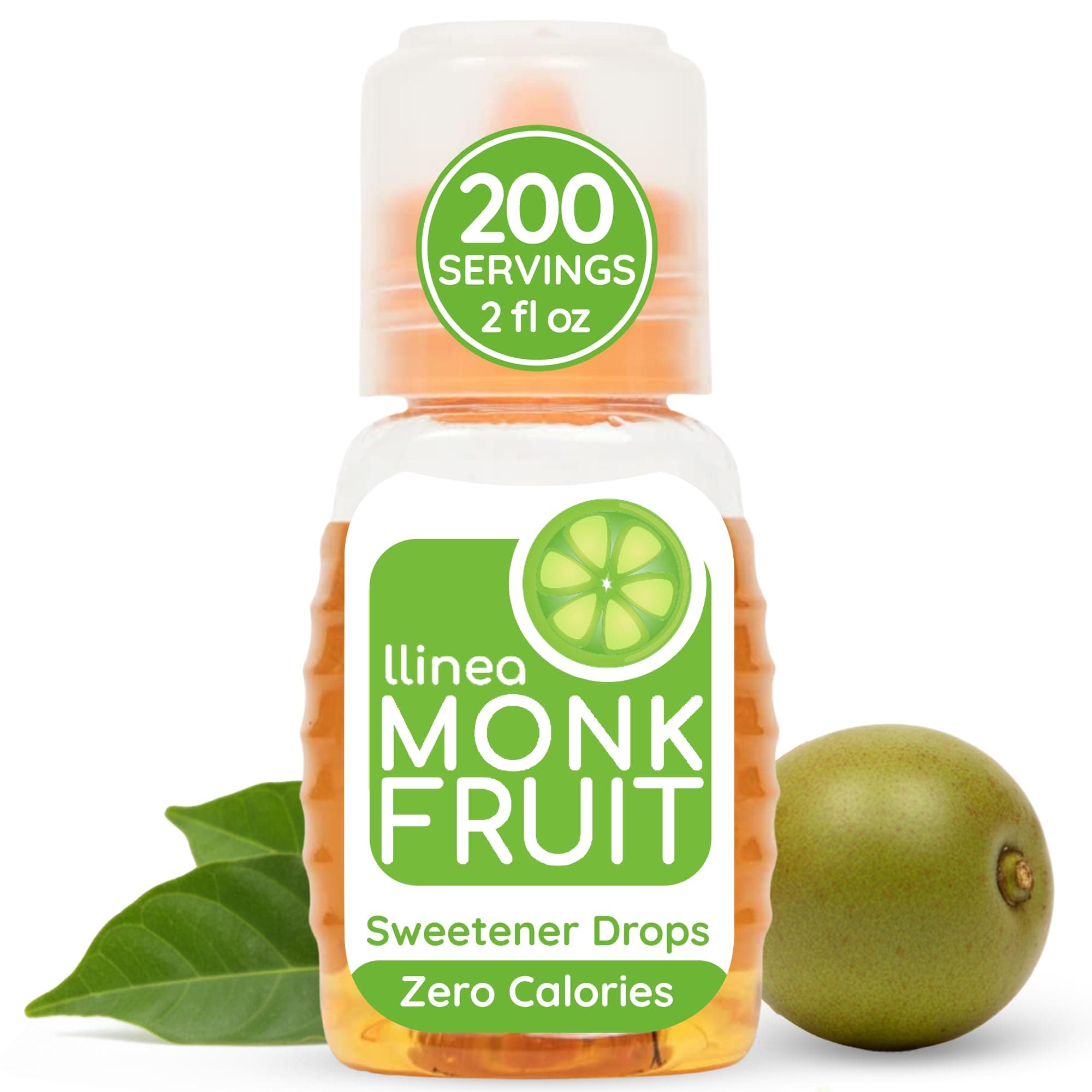 llinea Monk Fruit - 100% Monk Fruit, Sweetens Coffee, Tea, Smoothie & More, Zero-Calorie, Zero-Carbs, Gluten-Free, Non-GMO, No Erythritol, Approx. 200 Servings - 2 Fl Ounce Bottle, 1 Pack