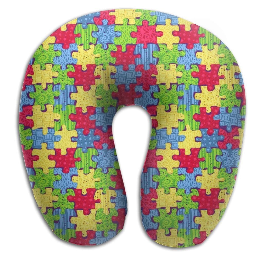 Autism Awareness U-shaped Memory Neck Pillow Upgrades 3D Full Print Super Soft And Comfortable For Rest