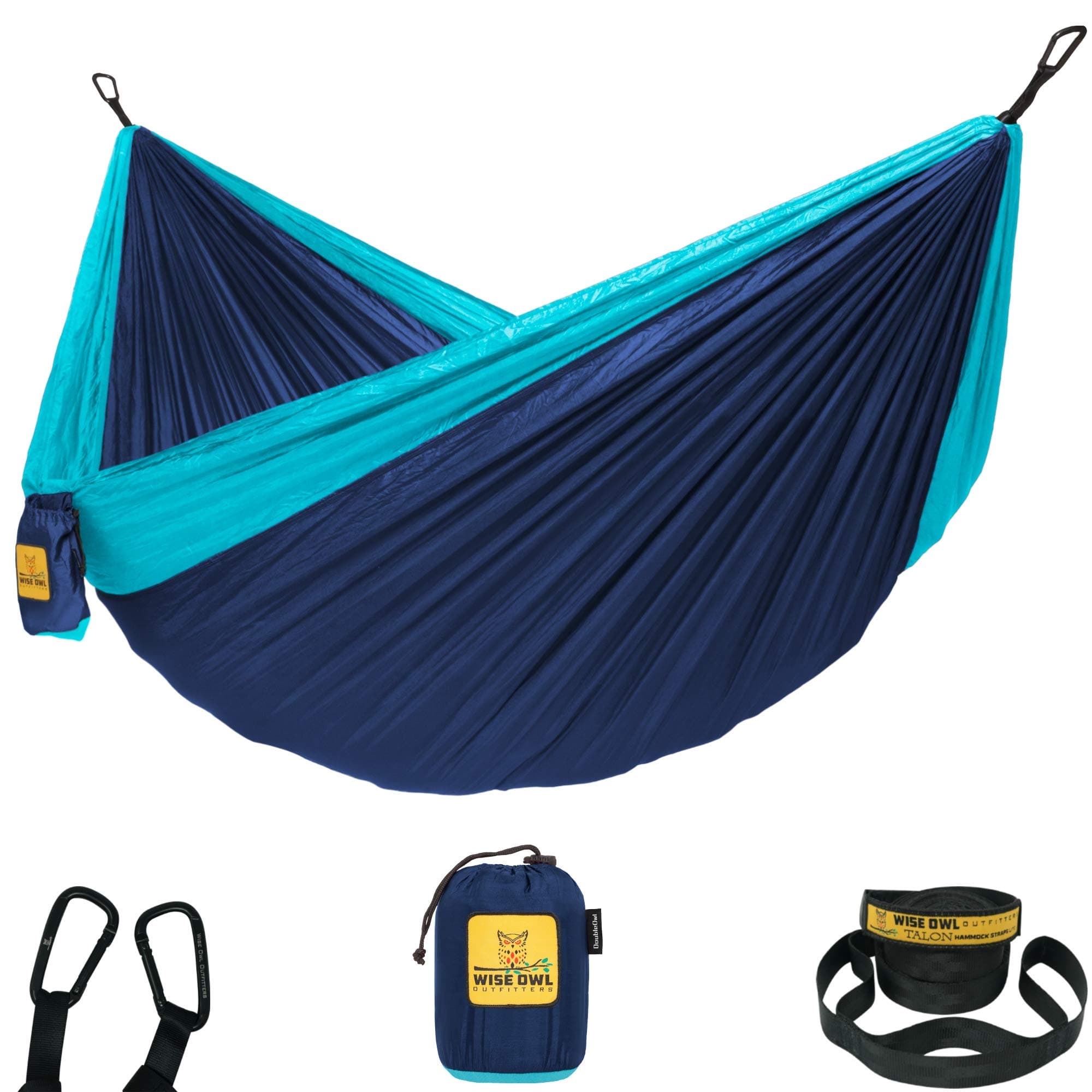 Wise Owl Outfitters The Ultimate Single Double Camping Hammocks- The Camp Gear For Backpacking Camping Survival Travel- Portable Lightweight Parachute Nylon Ropes and Carabiners Included