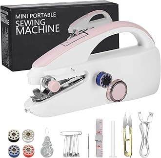 Sewing Machine, Handheld Sewing Machine for Beginners, Two Speed Adjustment, Easy to Use and Fast Stitch Suitable for Clothes,Fabrics, DIY Home Travel (Pink)