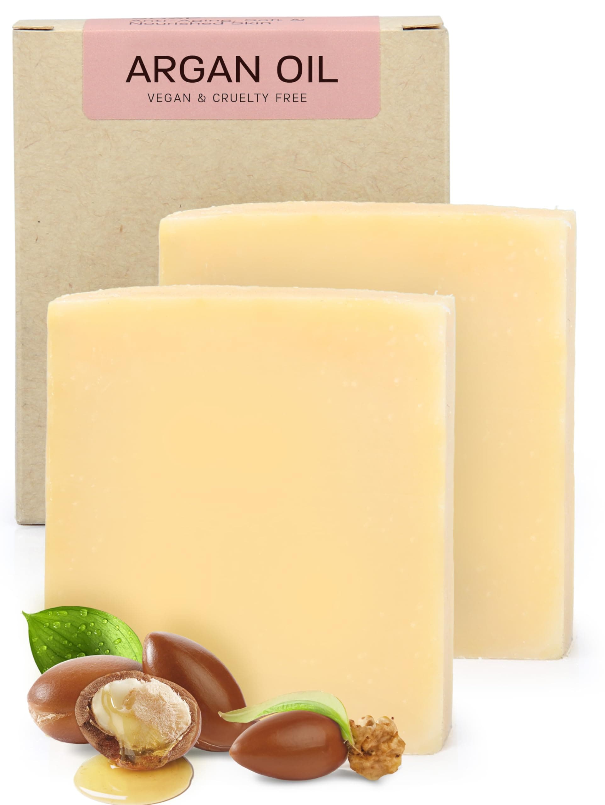 AUTHENTIC BATH & SOAP - Argan Oil Soap Bar - Cold Processed, Natural, Anti-Aging, Soft & Nourished Skin for Men & Women, Vegan, Cruelty Free, Handmade, Parabens Free. (Pack of 2) 4.2 Oz Each