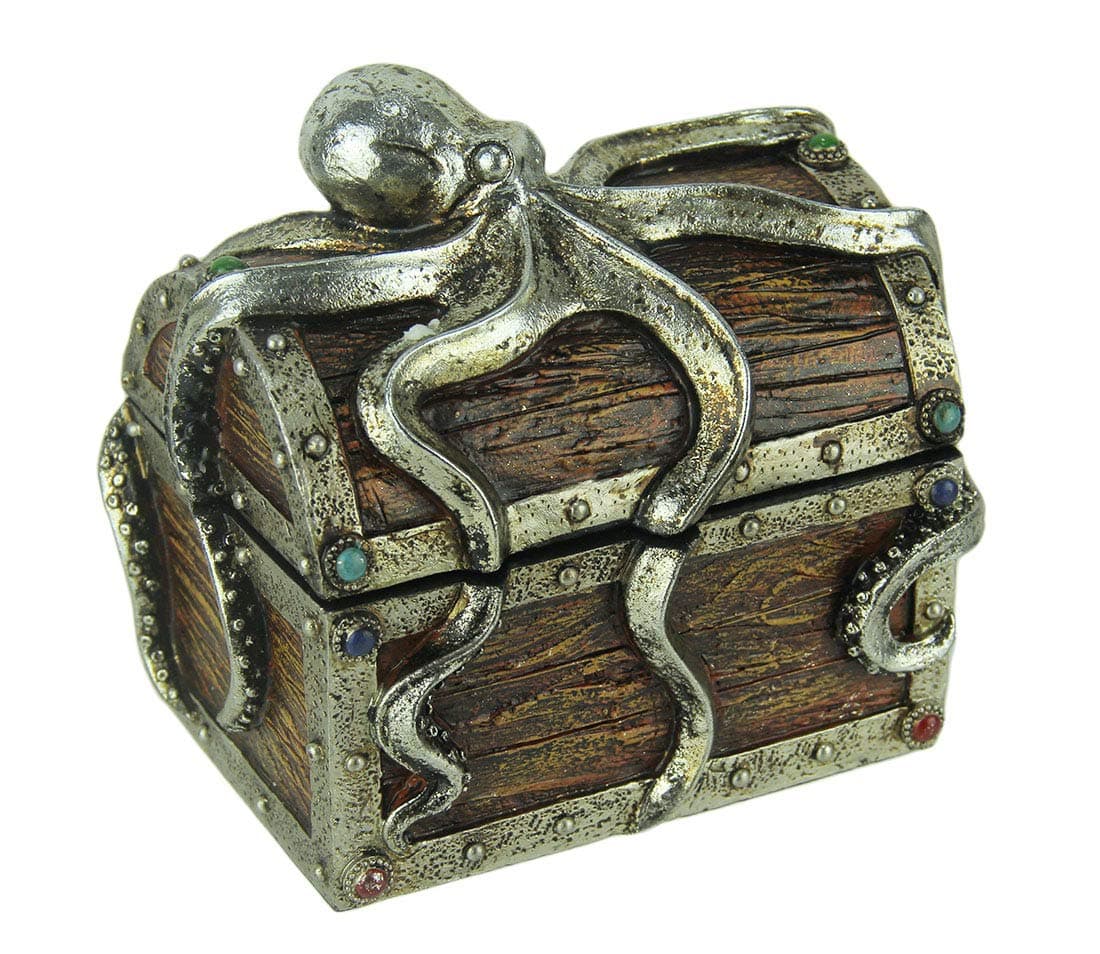 DeLeon Collections Guardian Octopus On Deep See Treasure Chest Trinket Box