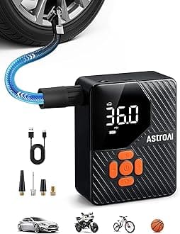 AstroAI L7 Mini Tire Inflator Portable Air Compressor,150 PSI Portable Tire Inflator for Car,Mini Bike Pump,Tire Inflator for Cars,Motorcycle,Bike,Ball with Tire Pressure Gauge&LED Lights