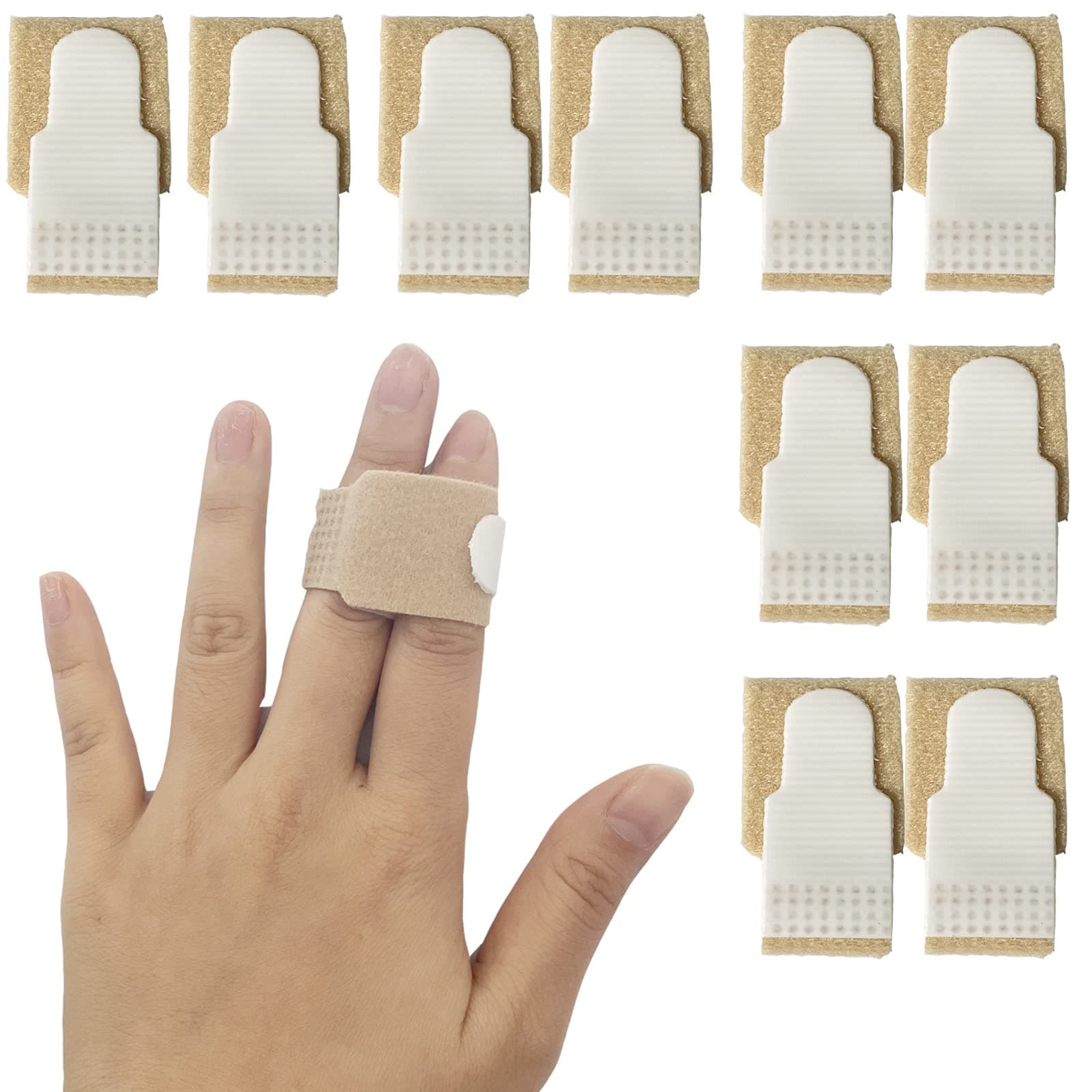 10Pcs Finger Buddy Wraps, Finger Loops Tapes for Broken for Broken, Jammed, Swollen Finger or Dislocated Joint, Splints Brace for Pinky Ring Middle Index Trigger Finger, Toe Strap Bandage