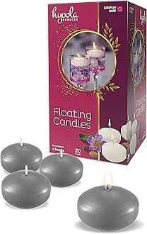 HyoolaPremium Dark Grey Floating Candles 1.75 Inch - 3 Hour Burn Time - Made in Europe - 20 Pack