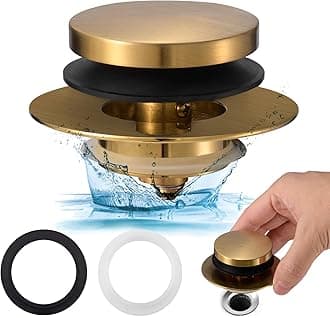 Bathtub Drain Stopper, Uxoz Universal Tub Stopper for Replacing Tip Toe/Trip Lever/Lift&Turn Tub Drain, Bath Tub Drain Stoppers Desiged for 1.5"-1.72" Drain Hole w/3 O-Rings, Gold