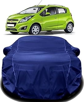 AUCTIMO® Beat Car Cover Waterproof/Beat Car Cover Waterproof Dust Proof/Chevrolet Beat Car Cover with Triple Stitched Fully Elastic Ultra Surface Body Protection (Navy Look)