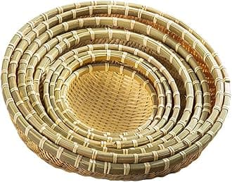 4Pcs - Natural Handmade Woven Bamboo Basket Tray U Shape Holder Food Deep Basket Size 6" 7" 8" 9" 10" 11" 12" 13" 14" up to 20inches Available for Customizing Bulk (4Pcs)