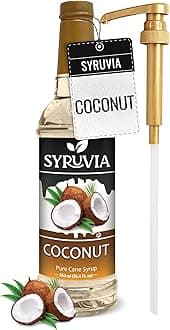 Syruvia Coffee Syrup, Coconut Flavored Syrup for Drinks, Lattes, and Desserts – 25.4 fl oz, With Pump