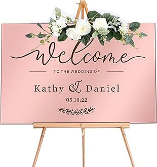 Welcome to Our Wedding Sign Personalised Wedding Entrance Sign Custom Welcome Weddings Signs Mirror Acrylic Guide Plaque Weddings Mirror Signs(Rose Gold L Design 2)