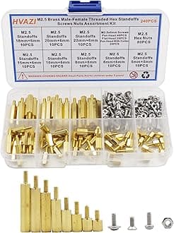 M2.5 Brass Male-Female Threaded Hex Standoffs Spacers/Stainless Steel Phillips Screws Hex Nuts Assortment Kit