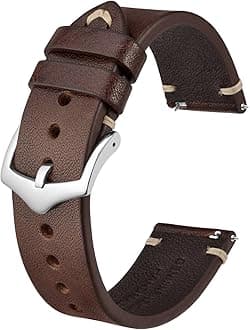 BISONSTRAP Men's Watch Bands, Hand-Stitched Leather Watch Straps, Quick Release, 18mm 19mm 20mm 21mm 22mm