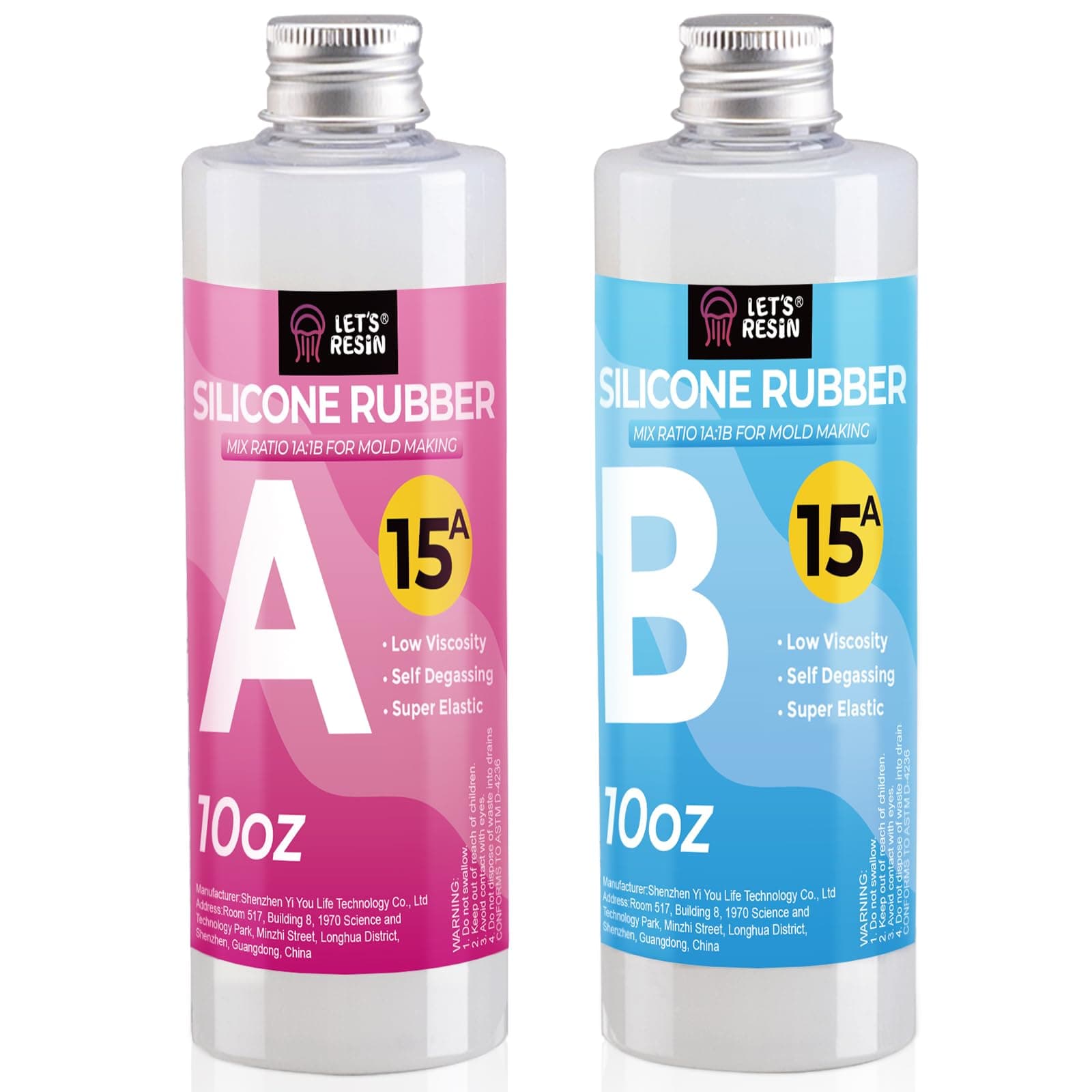 LET'S RESIN Silicone Mould Making Kit, 580g / 20.46oz Translucent Silicone Rubber, Liquid Silicone for Mould Making, Molds Making Silicone Mixing Ratio 1:1, Moulding Silicone for Silicone Mould