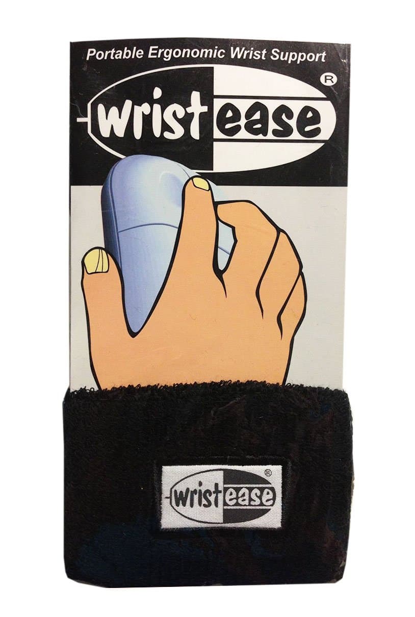 Wristease Portable Ergonomic Wrist Support (1 Pair) Padded Rest Cuff Provides Comfort (Black - Small)